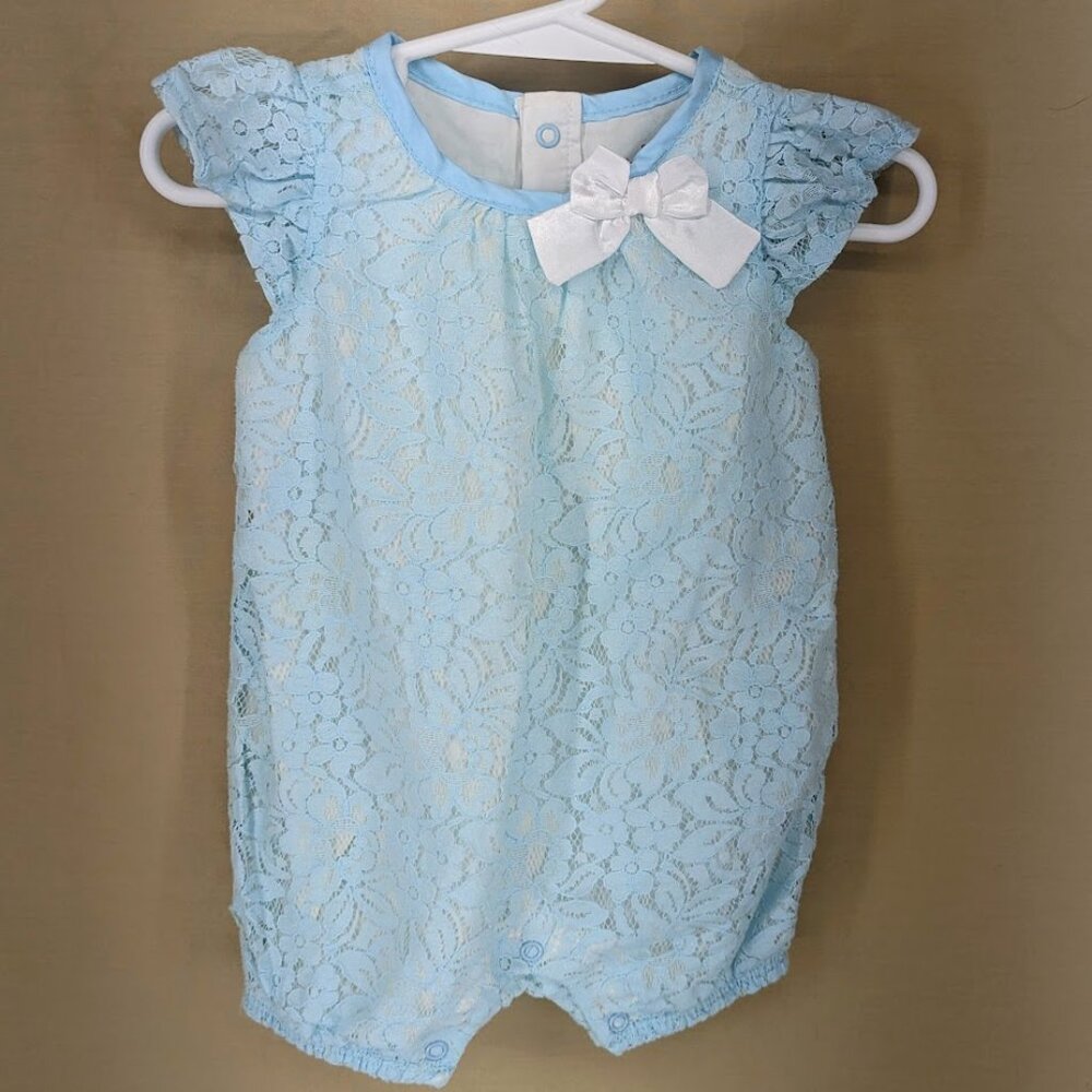 3-6 Month Infant Girl Lace Lt. Blue Bubble Romper Cat & Jack Very Feminine